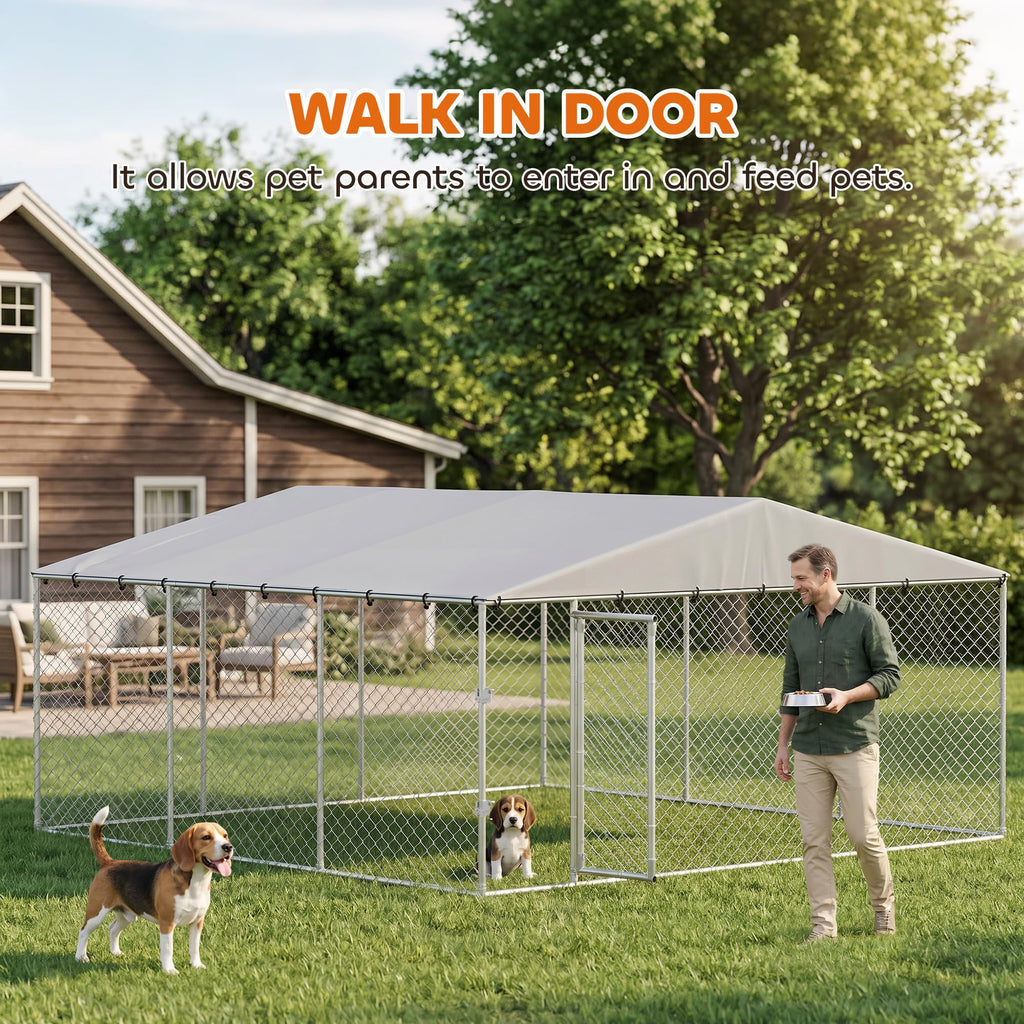 Extra Large Outdoor Dog Kennel 13' x 13' x 6.5' Y15661