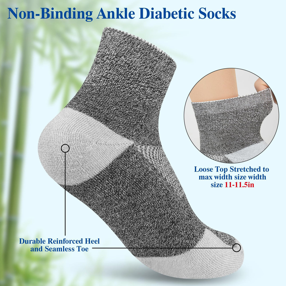 Diabetic Socks for Men, 10 Pairs Ankle & Low Cut Size 9-15 E844088